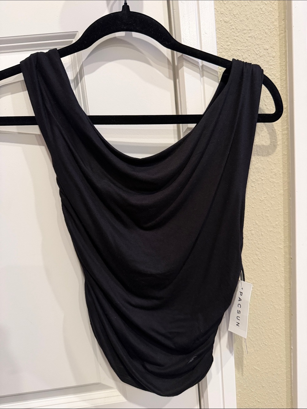 PacSun Black Asymmetrical Draped Sleeveless Dress